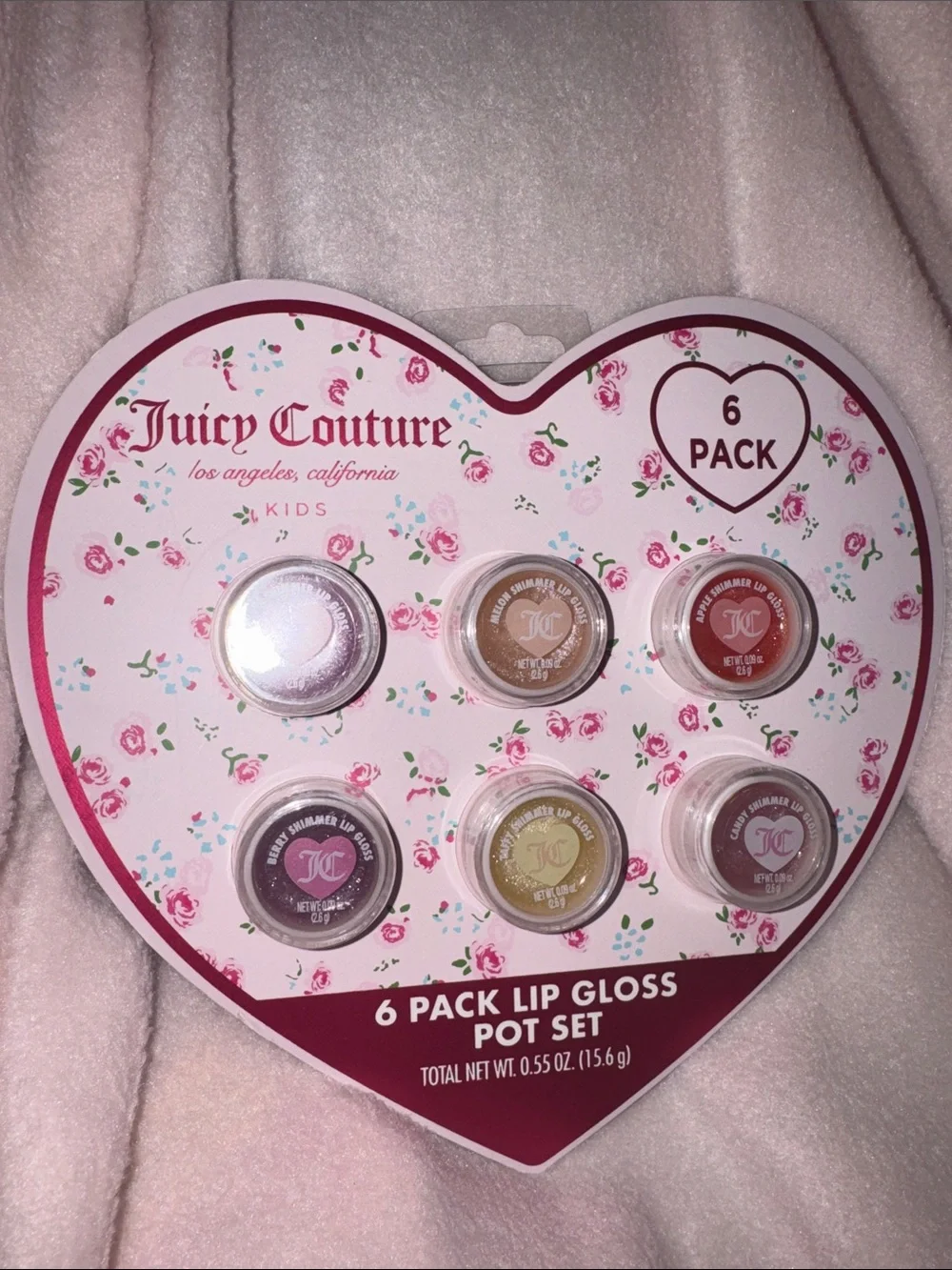 Juicy Couture Kids 6-Pack Lip Gloss Pot Set — Pink Floral Packaging